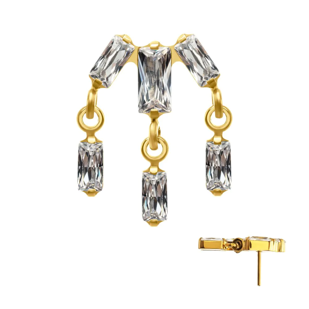 3 Baguette Cluster with Dangles